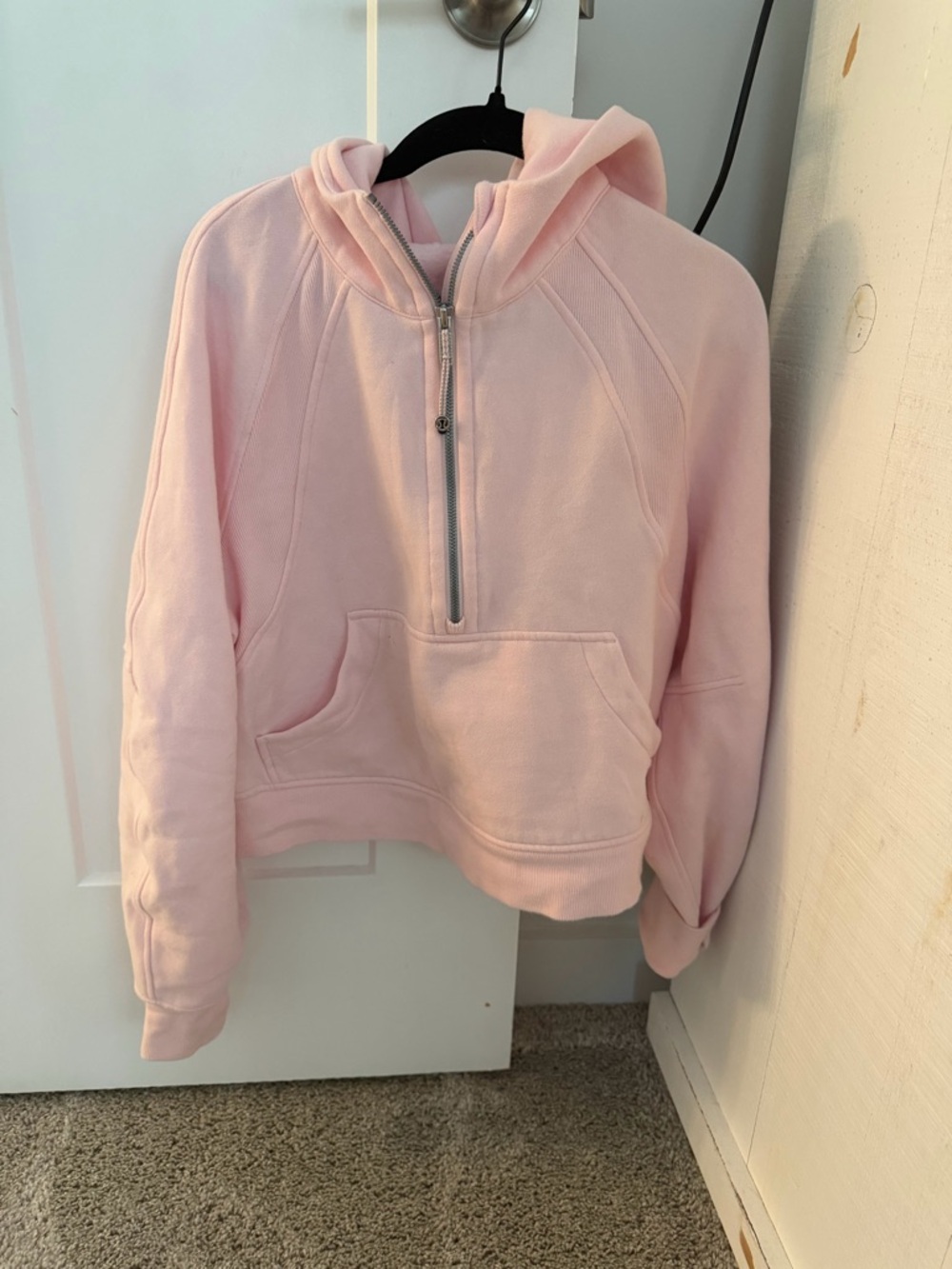 Light Pink Half-Zip Hoodie Sweatshirt